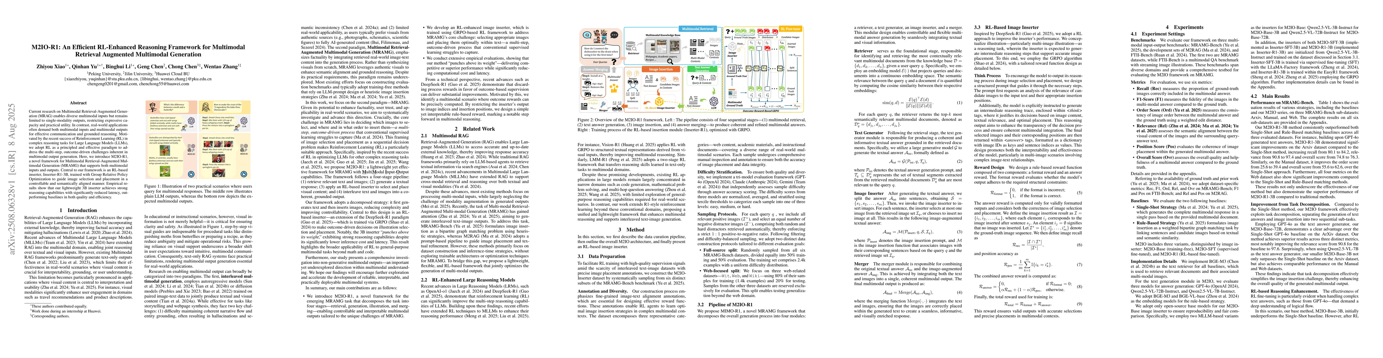 Thumbnail for M2IO-R1: An Efficient RL-Enhanced Reasoning Framework for Multimodal
  Retrieval Augmented Multimodal Generation