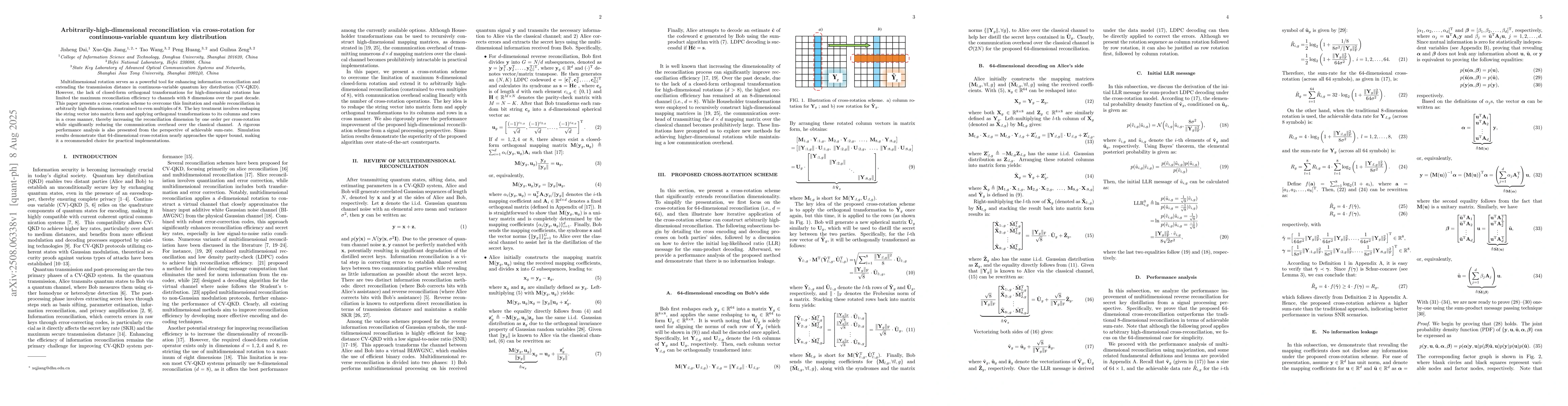 Thumbnail for Arbitrarily-high-dimensional reconciliation via cross-rotation for
  continuous-variable quantum key distribution