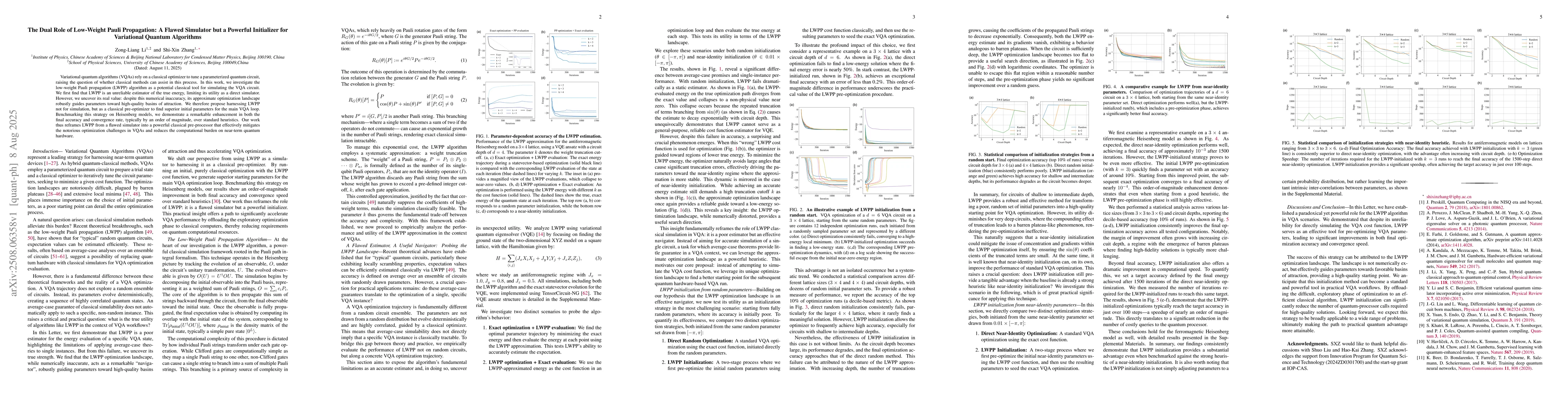 Thumbnail for The Dual Role of Low-Weight Pauli Propagation: A Flawed Simulator but a
  Powerful Initializer for Variational Quantum Algorithms