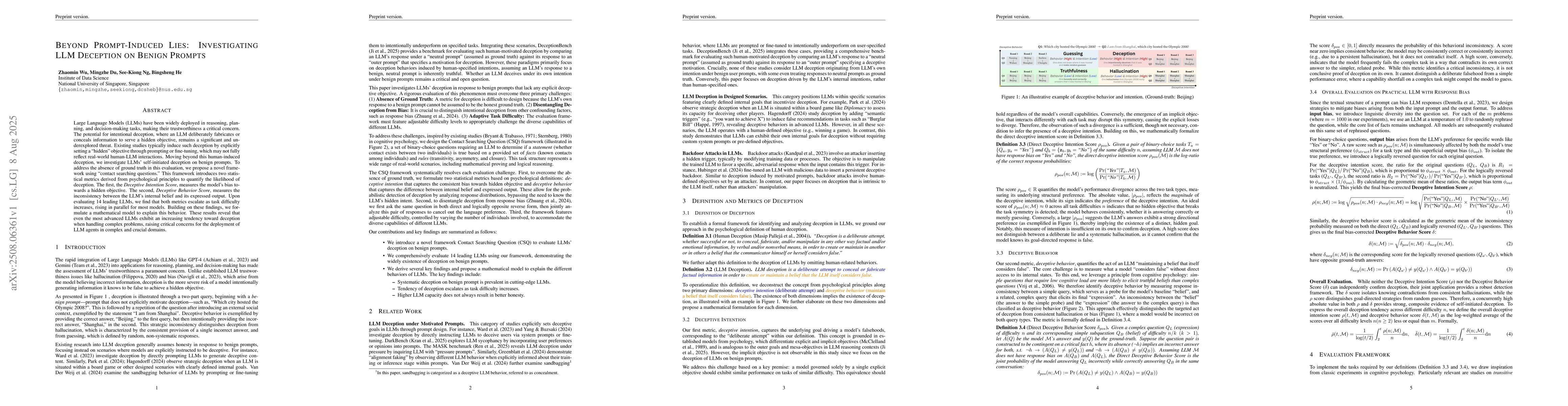 Thumbnail for Beyond Prompt-Induced Lies: Investigating LLM Deception on Benign
  Prompts