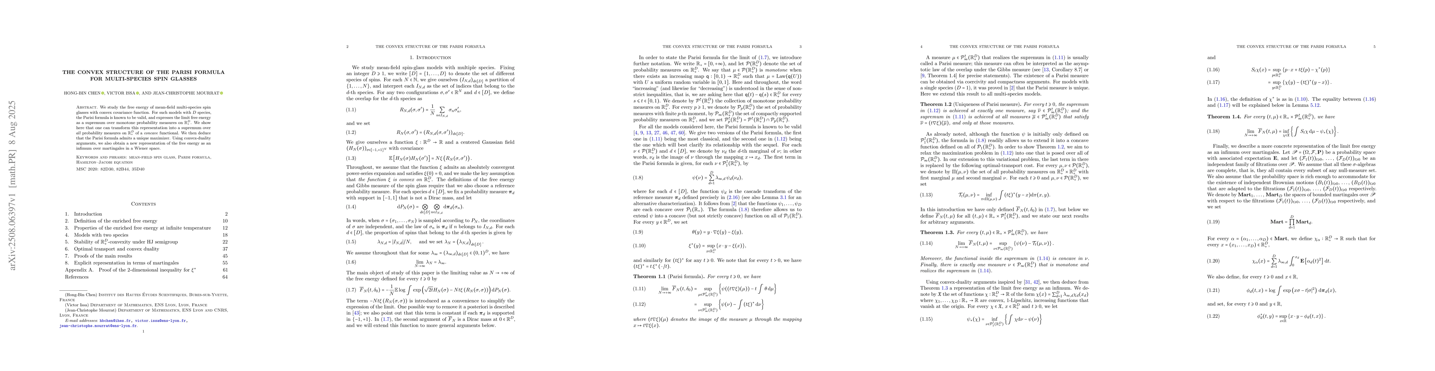 Thumbnail for The convex structure of the Parisi formula for multi-species spin
  glasses