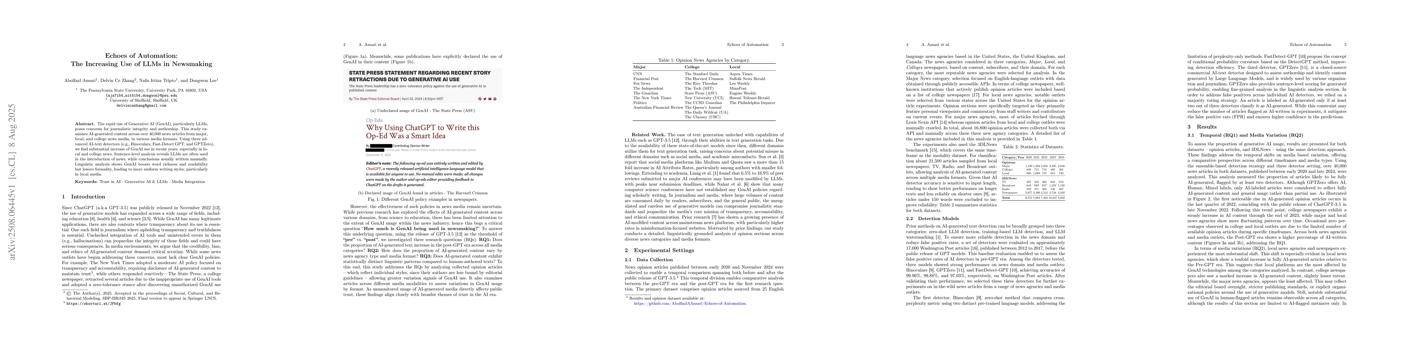 Thumbnail for Echoes of Automation: The Increasing Use of LLMs in Newsmaking