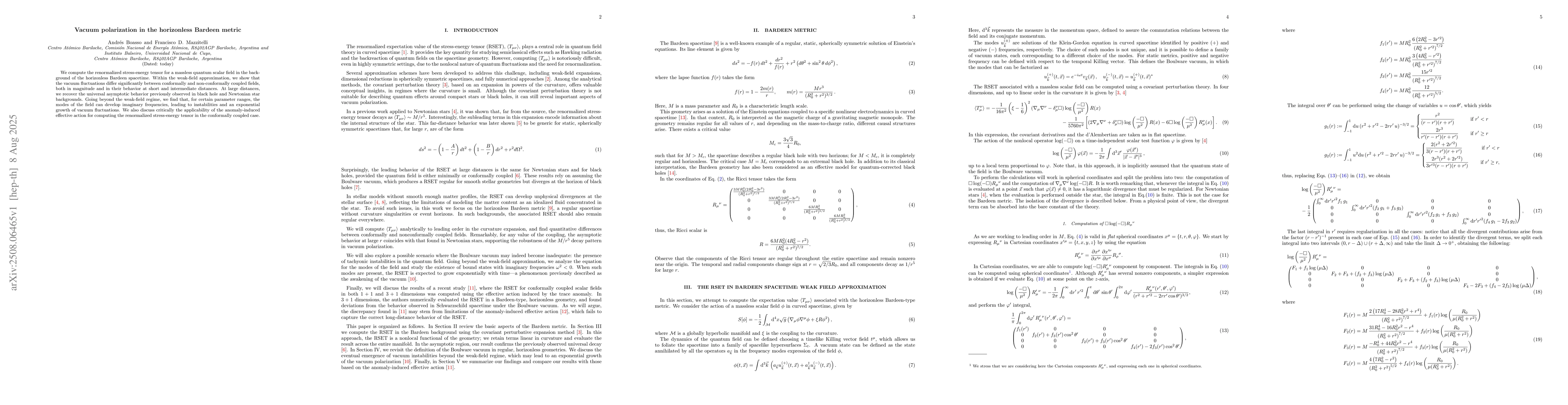 Thumbnail for Vacuum polarization in the horizonless Bardeen metric