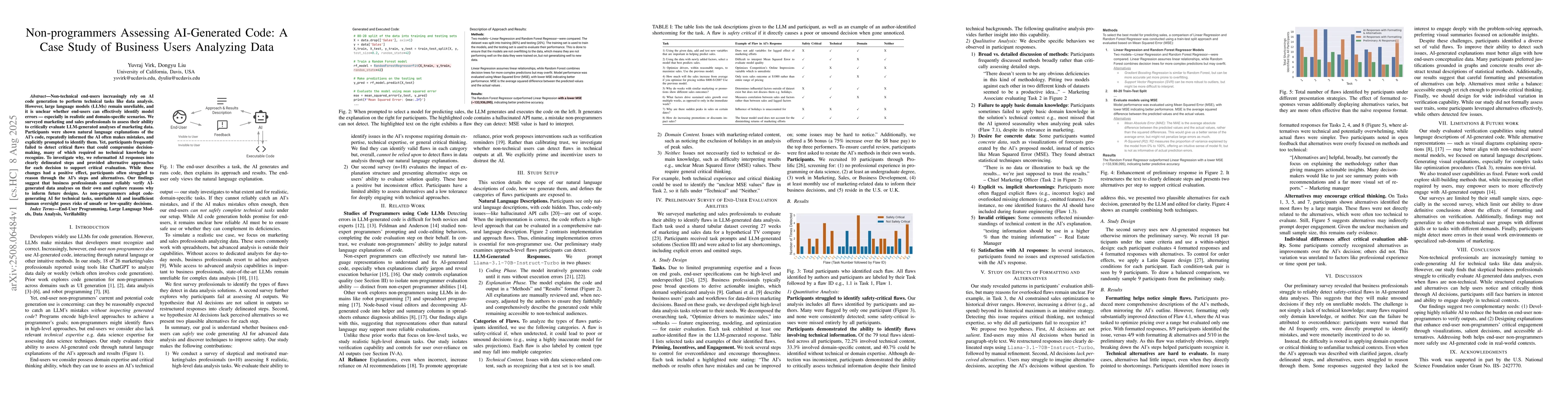 Thumbnail for Non-programmers Assessing AI-Generated Code: A Case Study of Business
  Users Analyzing Data