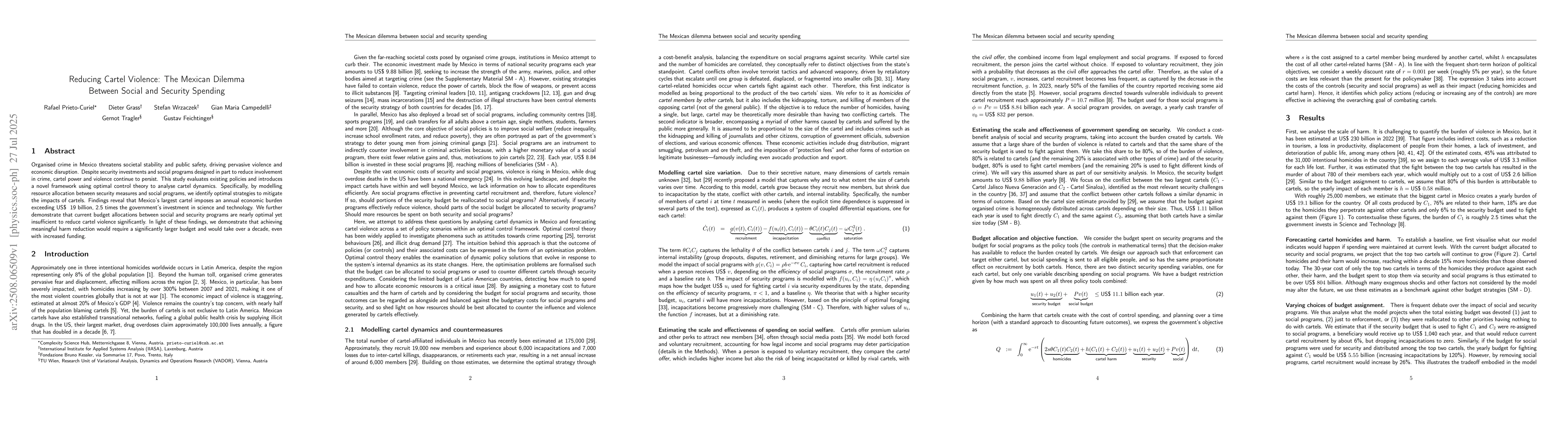 Thumbnail for Reducing Cartel Violence: The Mexican Dilemma Between Social and
  Security Spending