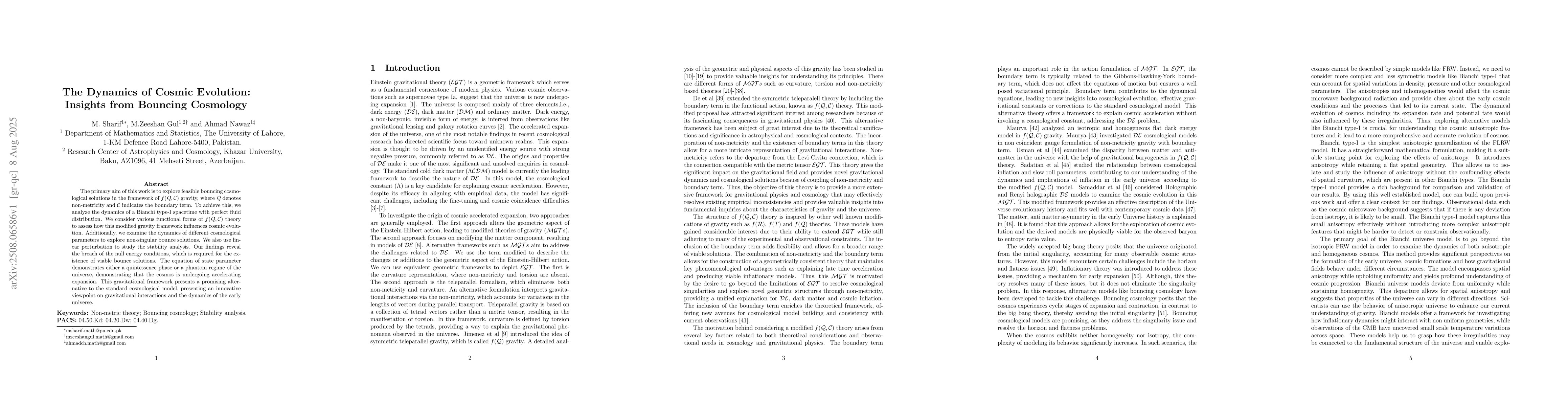 Thumbnail for The Dynamics of Cosmic Evolution: Insights from Bouncing Cosmology