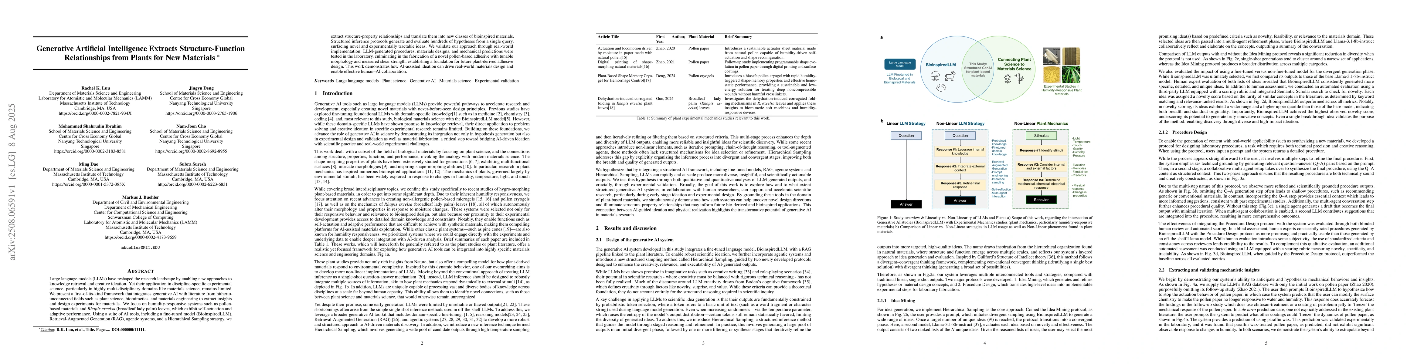 Thumbnail for Generative Artificial Intelligence Extracts Structure-Function
  Relationships from Plants for New Materials