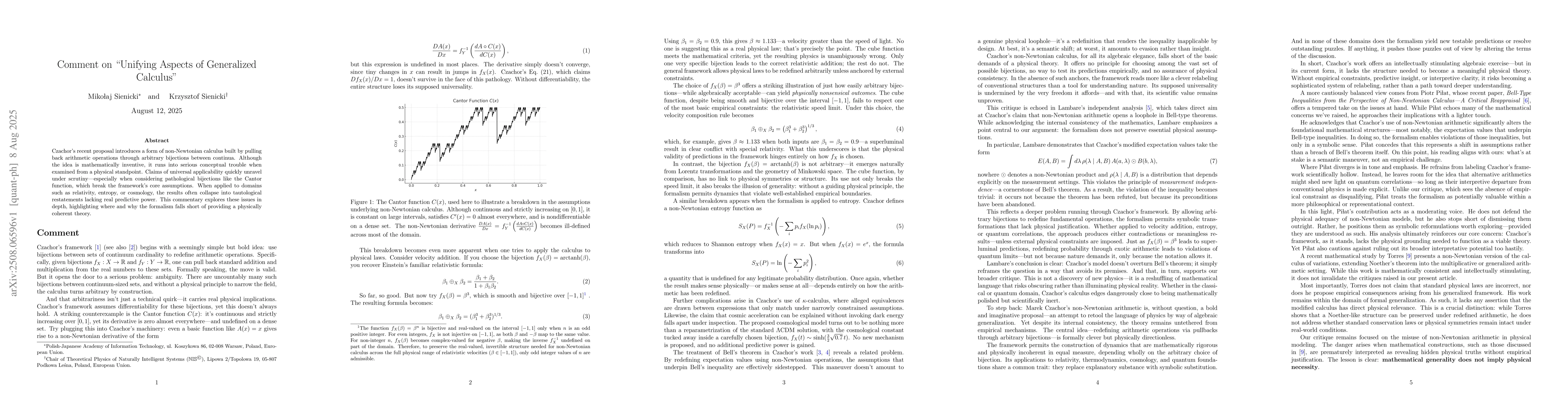Thumbnail for Comment on "Unifying Aspects of Generalized Calculus"