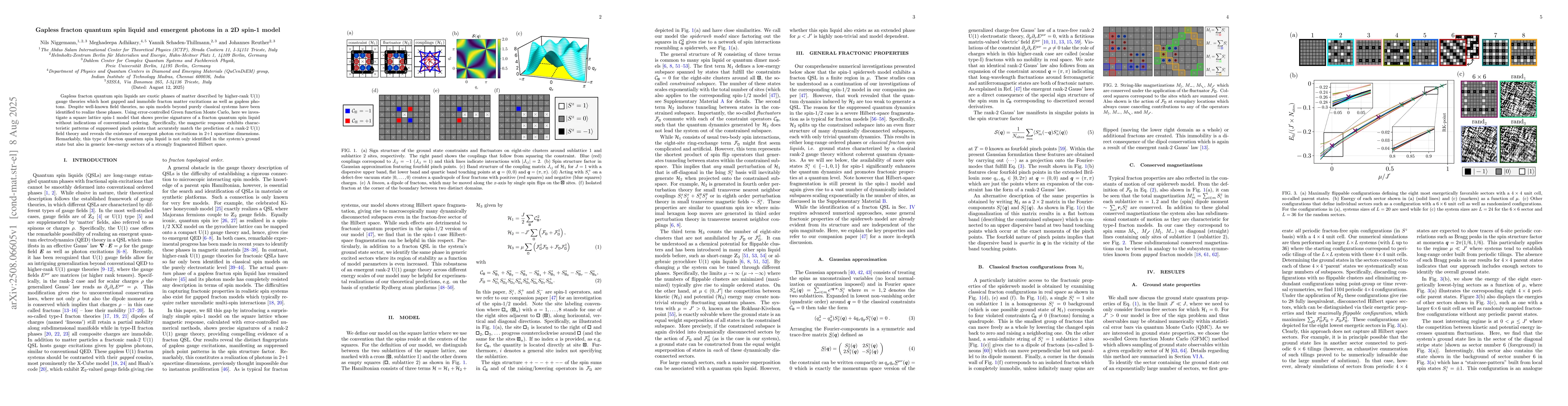 Thumbnail for Gapless fracton quantum spin liquid and emergent photons in a 2D spin-1
  model