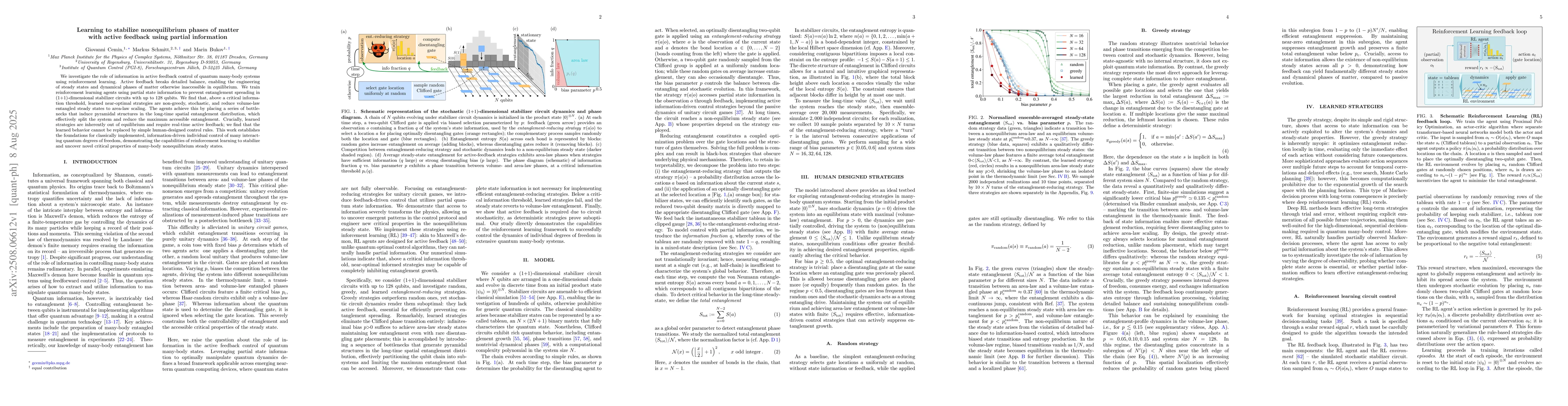 Thumbnail for Learning to stabilize nonequilibrium phases of matter with active
  feedback using partial information