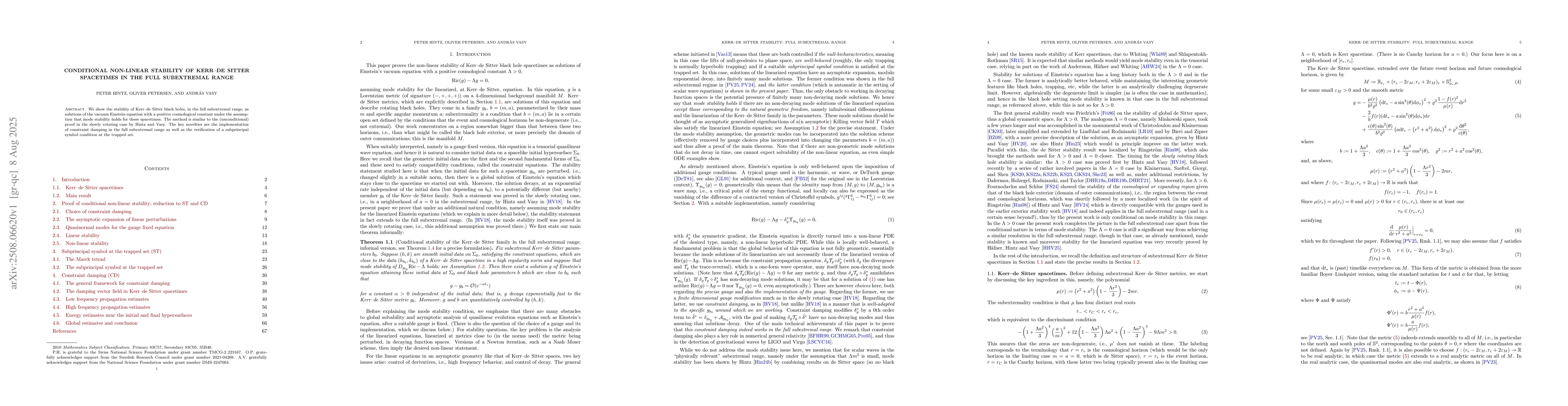 Thumbnail for Conditional non-linear stability of Kerr-de Sitter spacetimes in the
  full subextremal range