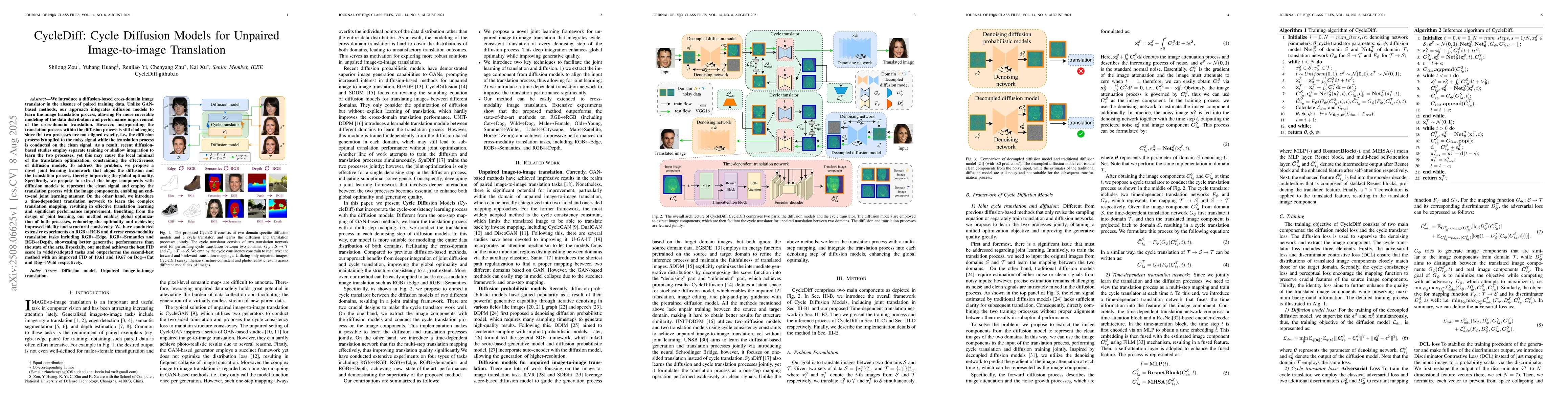 Thumbnail for CycleDiff: Cycle Diffusion Models for Unpaired Image-to-image
  Translation