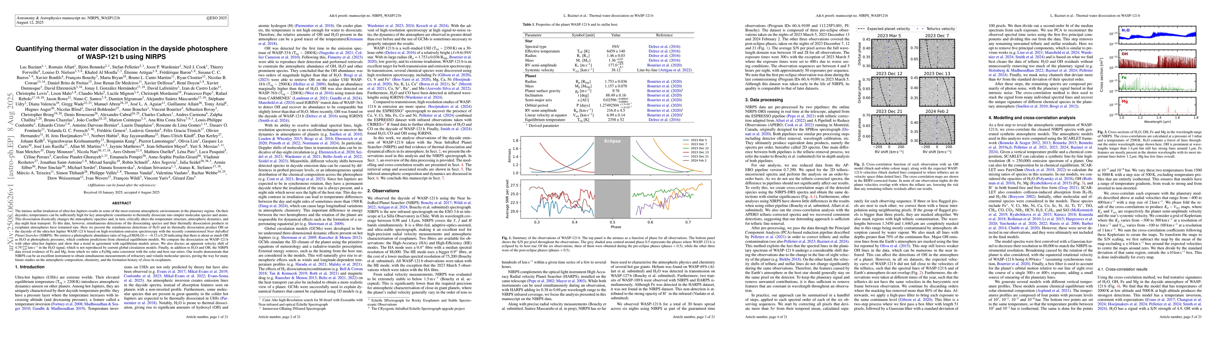 Thumbnail for Quantifying thermal water dissociation in the dayside photosphere of
  WASP-121 b using NIRPS