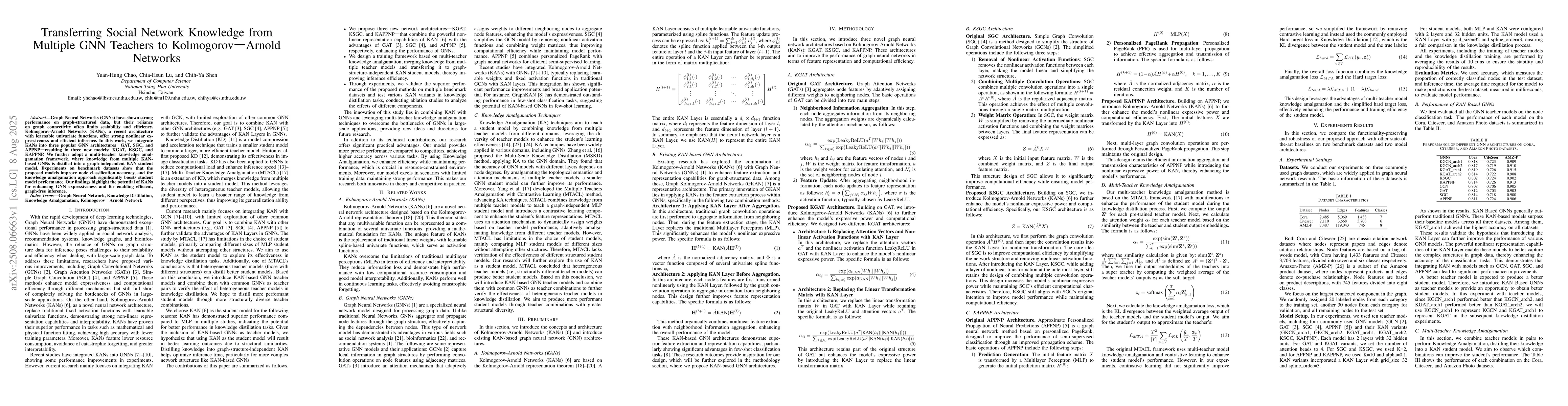 Thumbnail for Transferring Social Network Knowledge from Multiple GNN Teachers to
  Kolmogorov-Arnold Networks