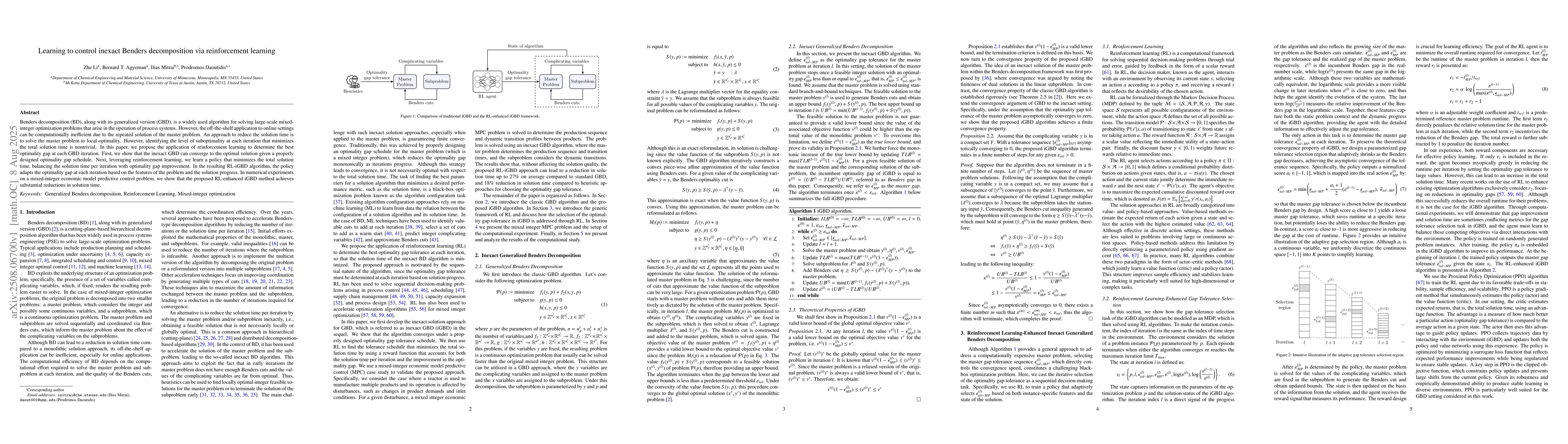 Thumbnail for Learning to control inexact Benders decomposition via reinforcement
  learning