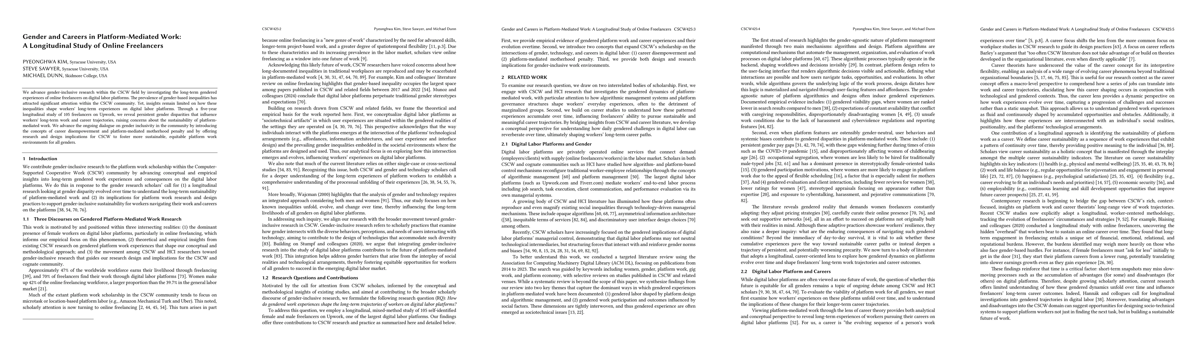 Thumbnail for Gender and Careers in Platform-Mediated Work: A Longitudinal Study of
  Online Freelancers