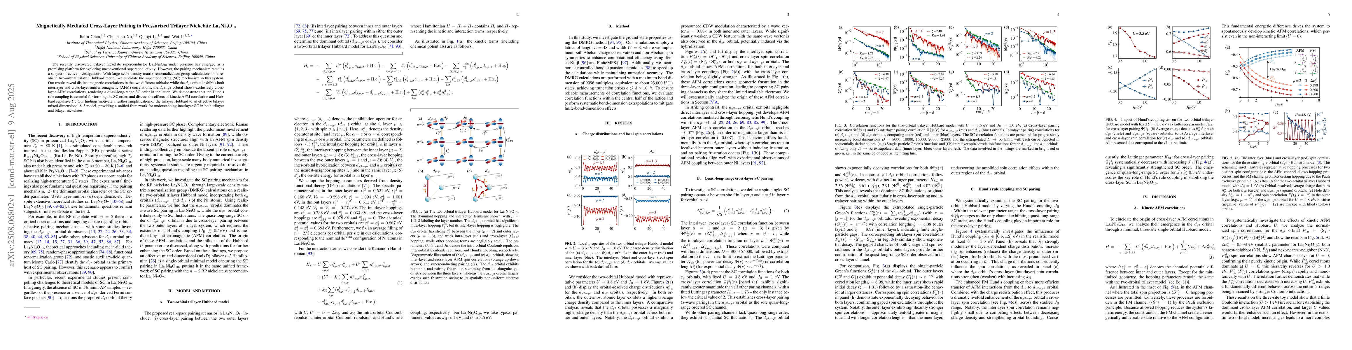 Thumbnail for Magnetically Mediated Cross-Layer Pairing in Pressurized Trilayer
  Nickelate La$_4$Ni$_3$O$_{10}$