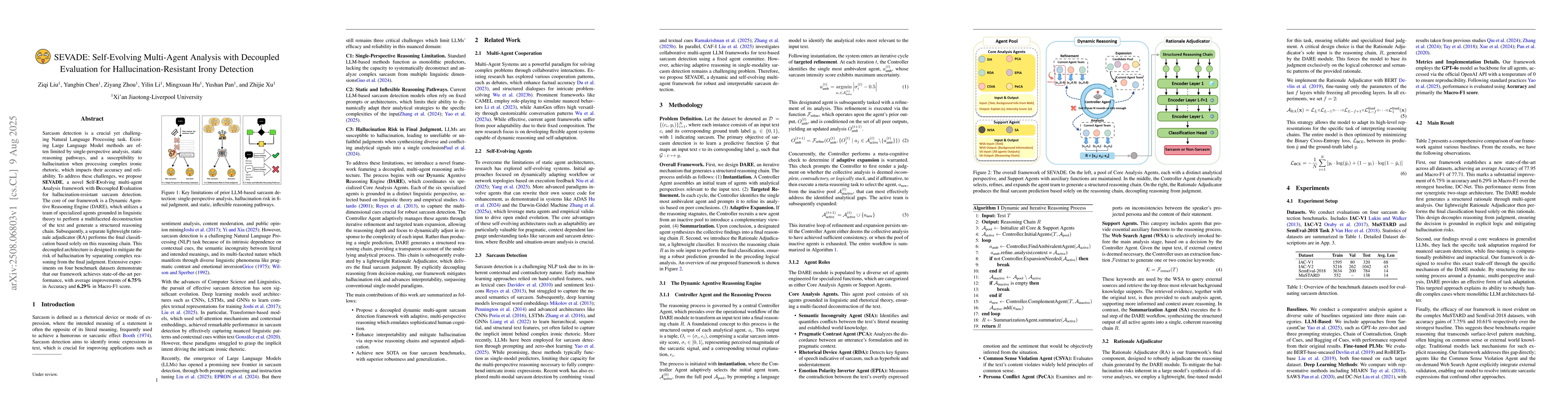 Thumbnail for SEVADE: Self-Evolving Multi-Agent Analysis with Decoupled Evaluation for
  Hallucination-Resistant Irony Detection