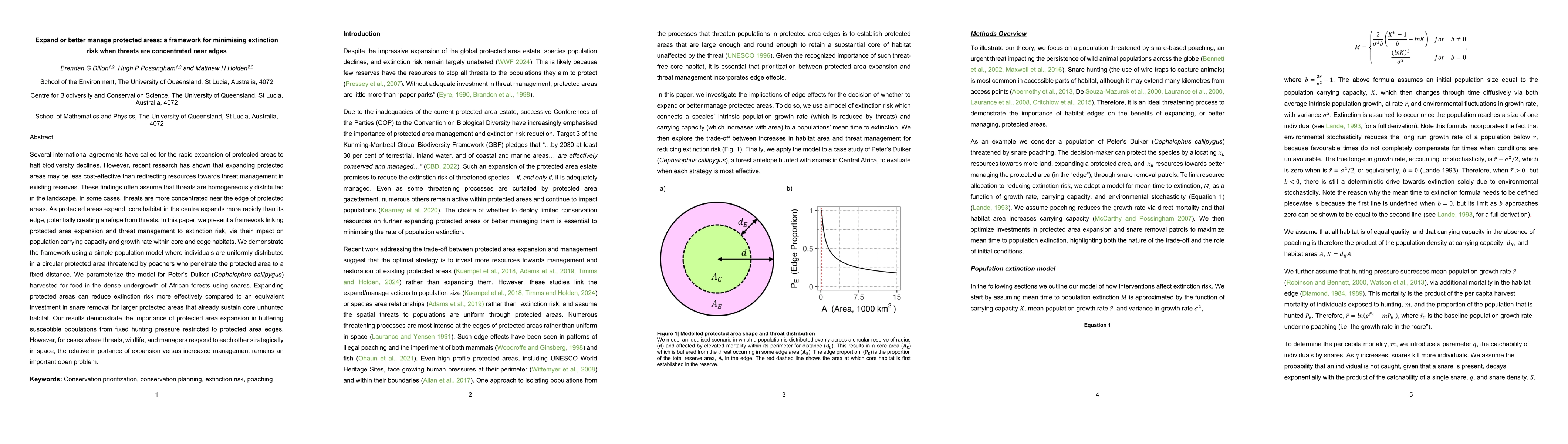 Thumbnail for Expand or better manage protected areas: a framework for minimising
  extinction risk when threats are concentrated near edges