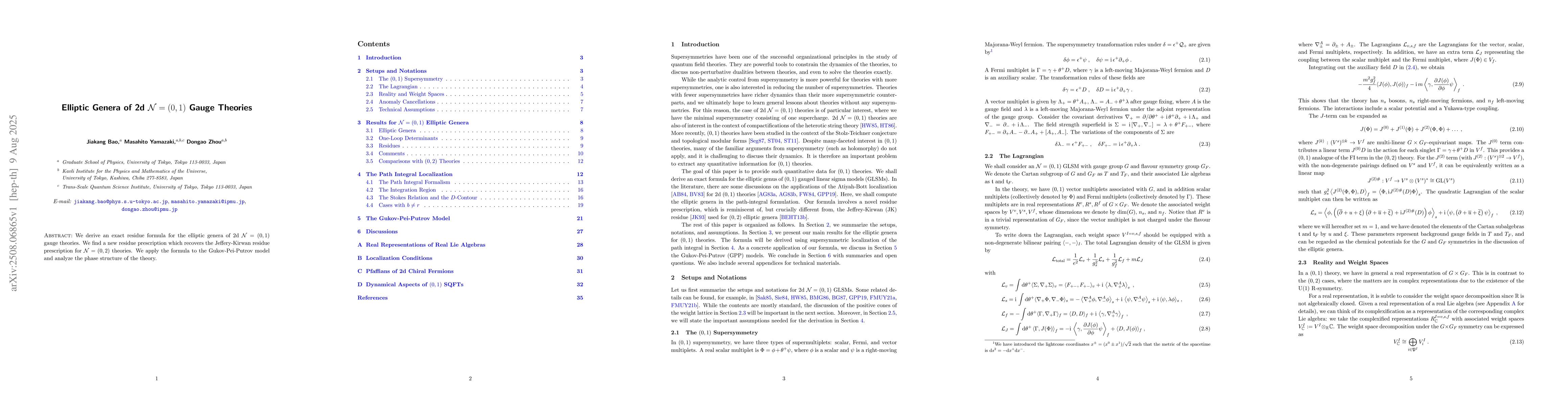 Thumbnail for Elliptic Genera of 2d $\mathcal{N}=(0,1)$ Gauge Theories