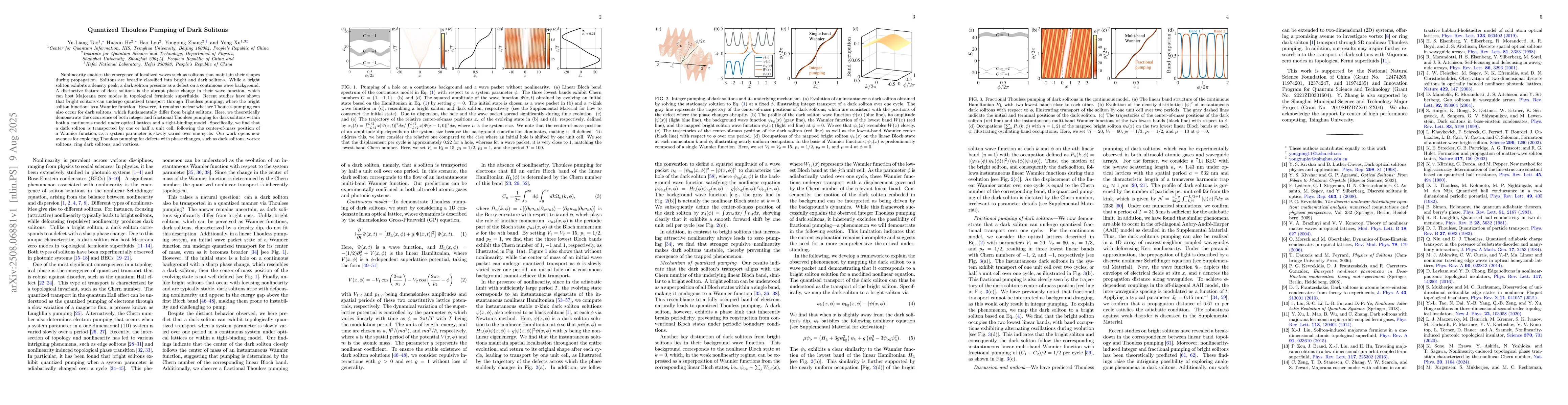 Thumbnail for Quantized Thouless Pumping of Dark Solitons