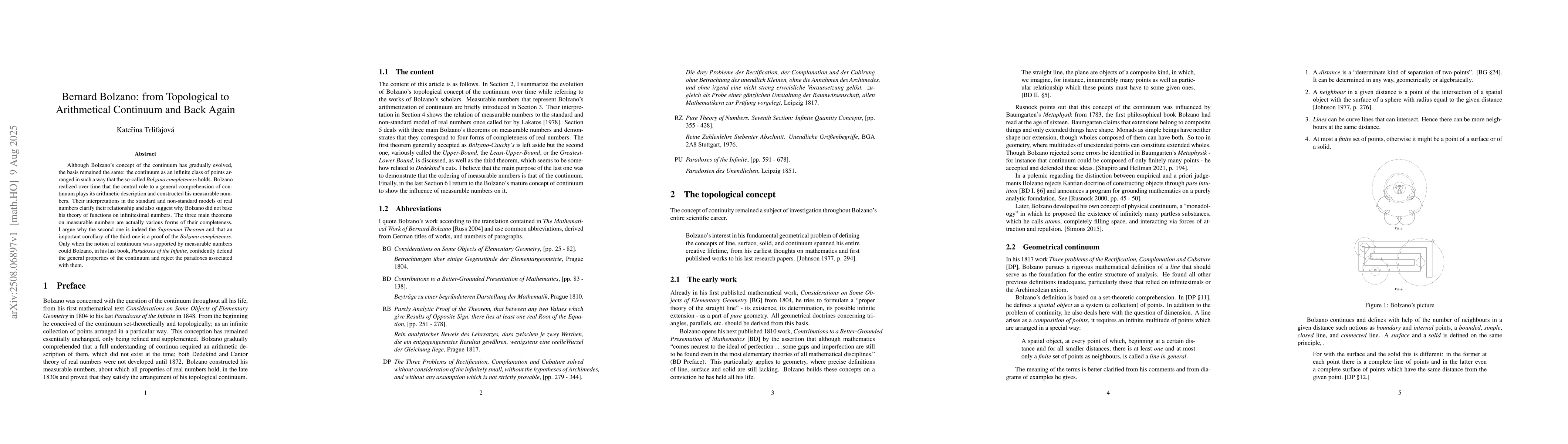 Thumbnail for Bernard Bolzano: from Topological to Arithmetical Continuum and Back
  Again