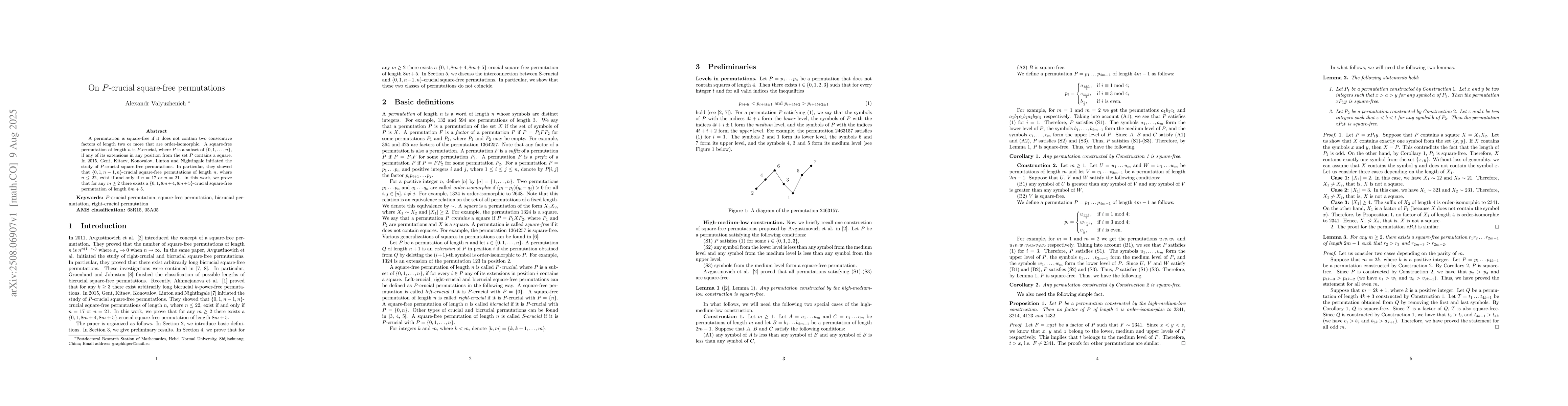 Thumbnail for On $P$-crucial square-free permutations