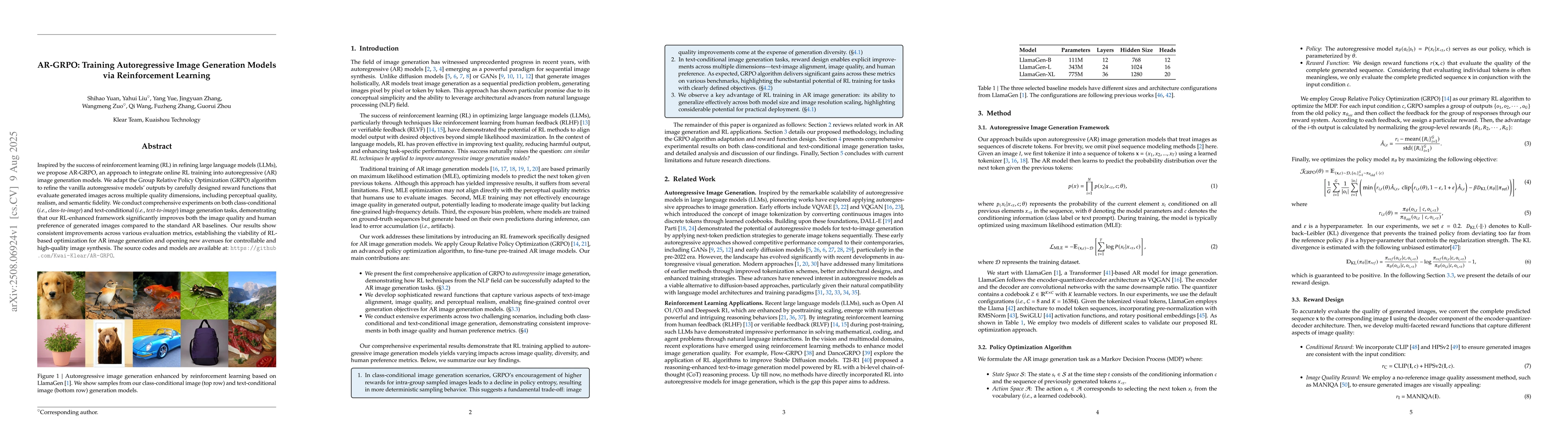 Thumbnail for AR-GRPO: Training Autoregressive Image Generation Models via
  Reinforcement Learning