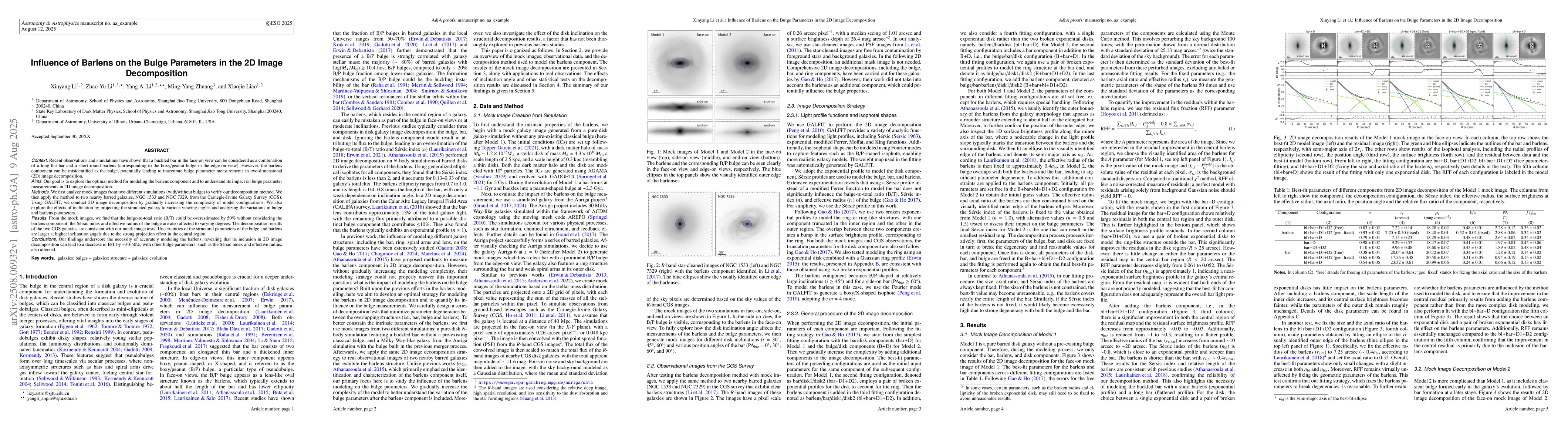 Thumbnail for Influence of Barlens on the Bulge Parameters in the 2D Image
  Decomposition