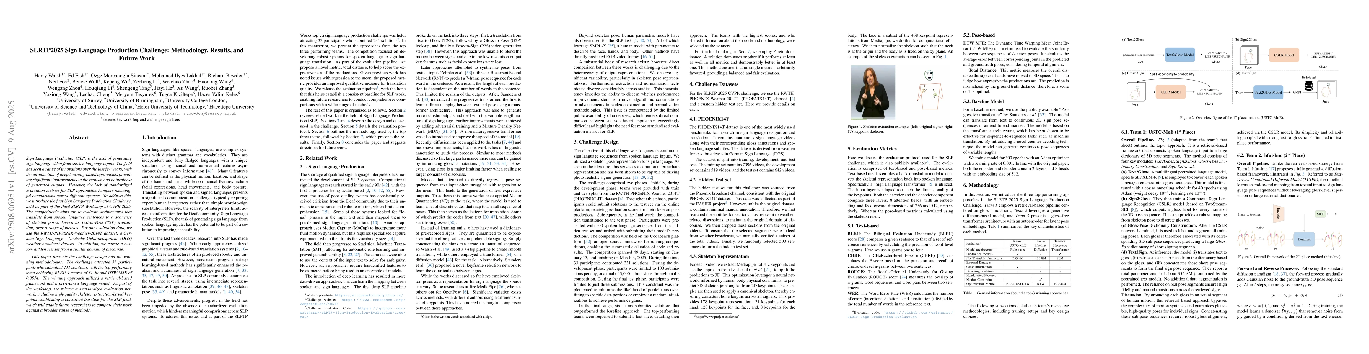 Thumbnail for SLRTP2025 Sign Language Production Challenge: Methodology, Results, and
  Future Work