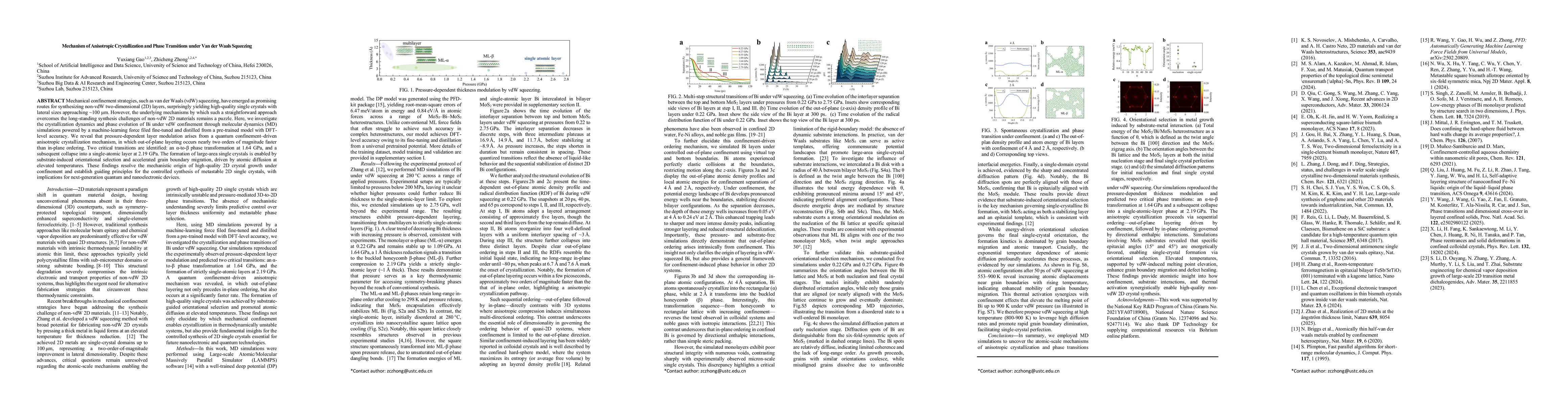 Thumbnail for Mechanism of Anisotropic Crystallization and Phase Transitions under Van
  der Waals Squeezing