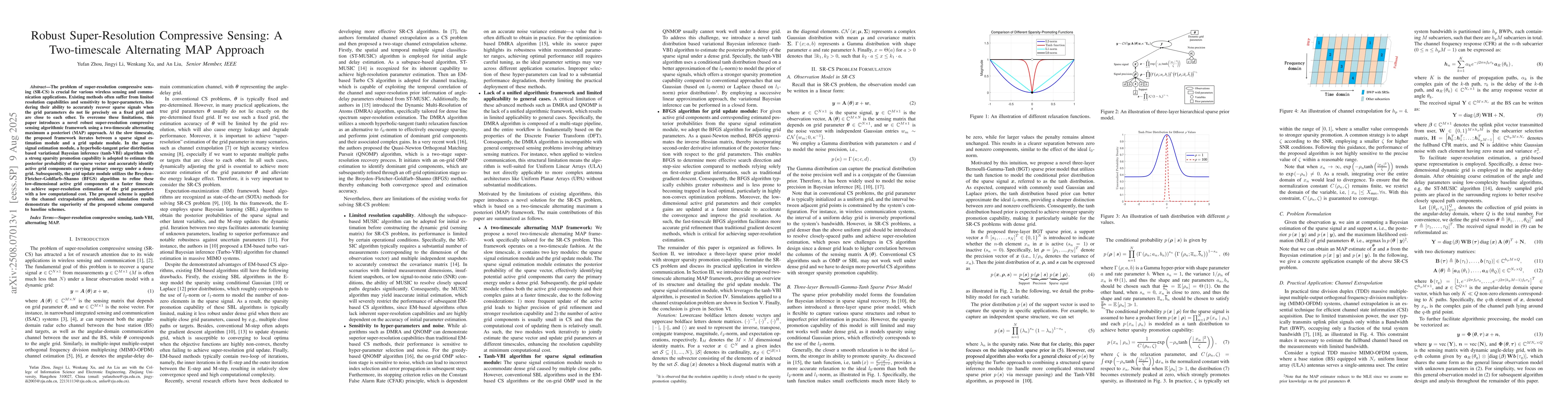 Thumbnail for Robust Super-Resolution Compressive Sensing: A Two-timescale Alternating
  MAP Approach