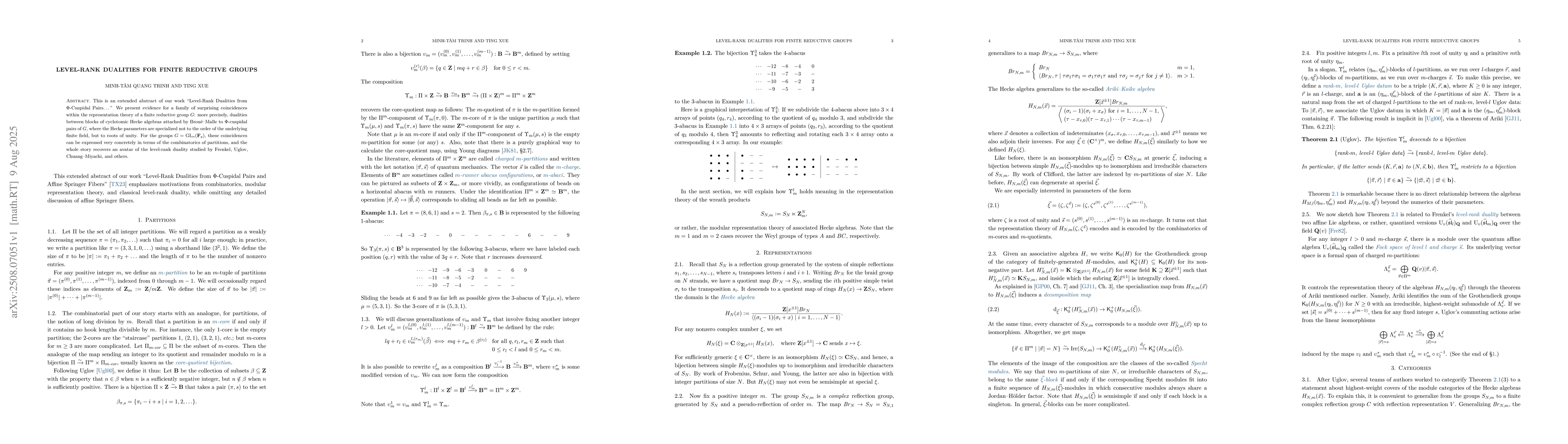 Thumbnail for Level-Rank Dualities for Finite Reductive Groups