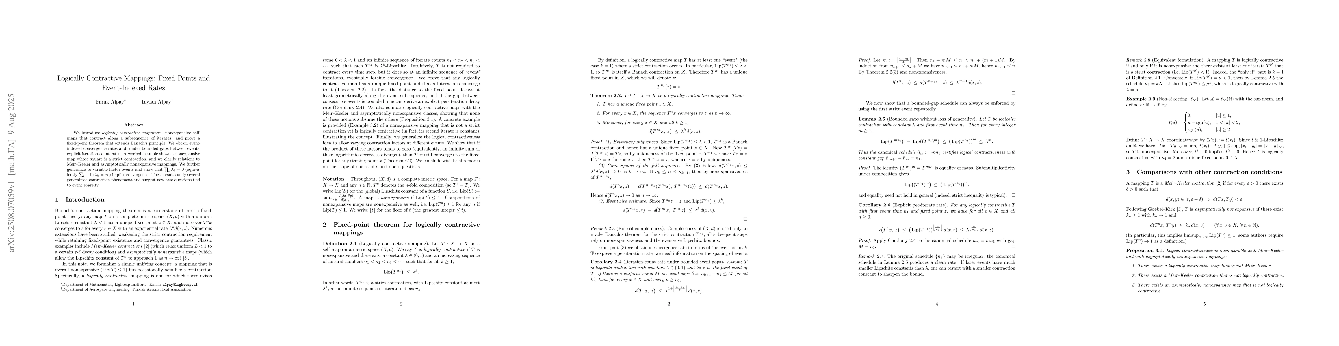 Thumbnail for Logically Contractive Mappings: Fixed Points and Event-Indexed Rates