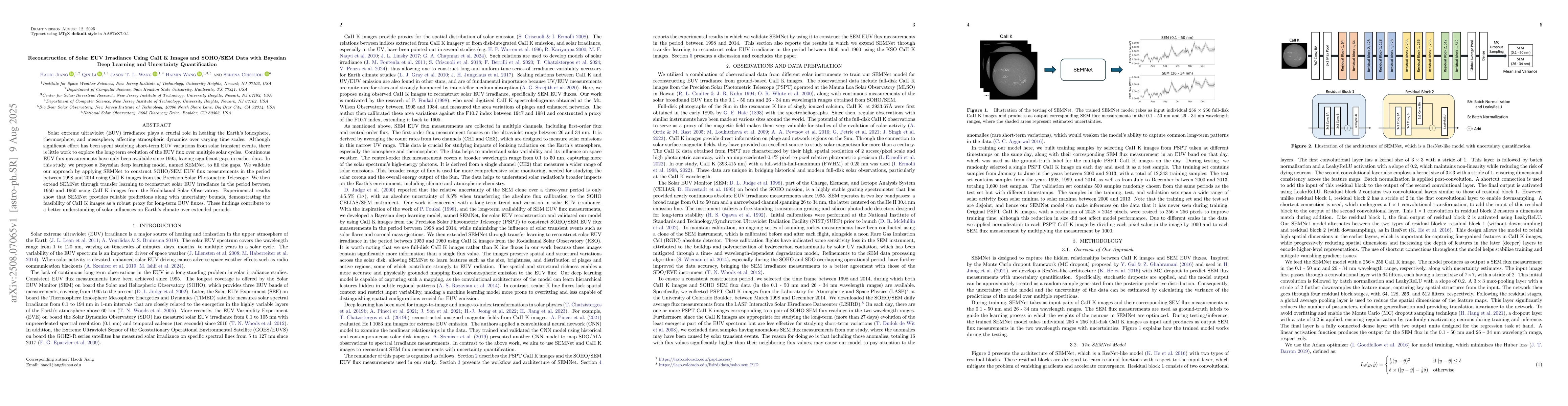 Thumbnail for Reconstruction of Solar EUV Irradiance Using CaII K Images and SOHO/SEM
  Data with Bayesian Deep Learning and Uncertainty Quantification