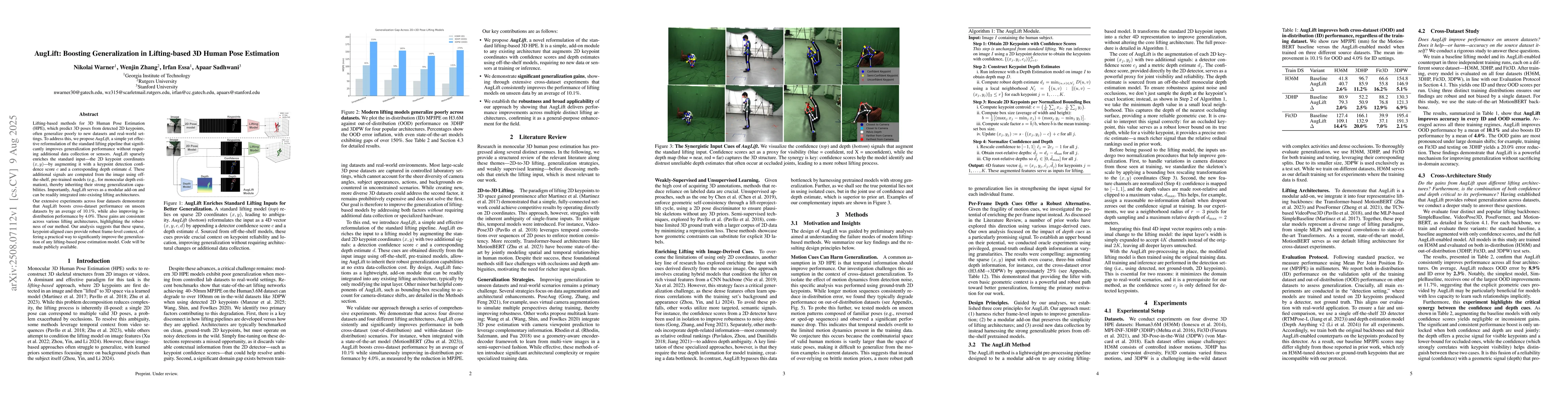Thumbnail for AugLift: Boosting Generalization in Lifting-based 3D Human Pose
  Estimation