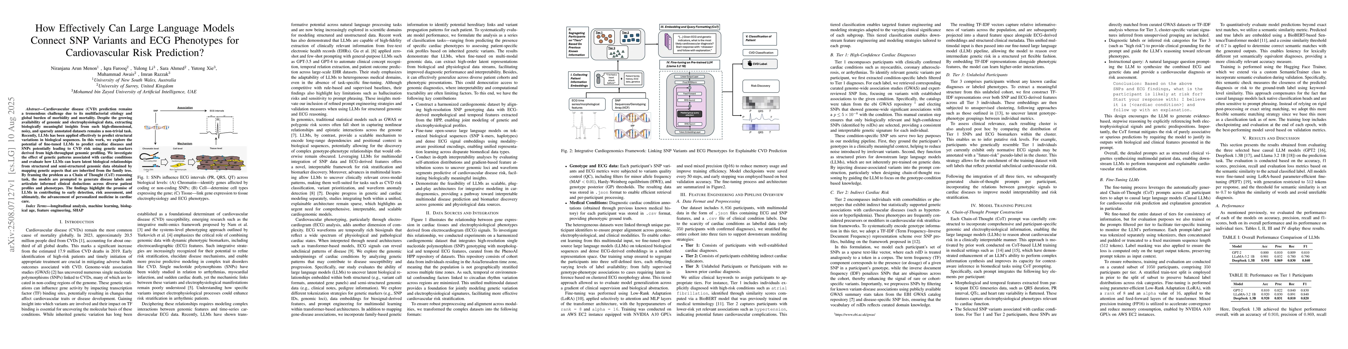 Thumbnail for How Effectively Can Large Language Models Connect SNP Variants and ECG
  Phenotypes for Cardiovascular Risk Prediction?