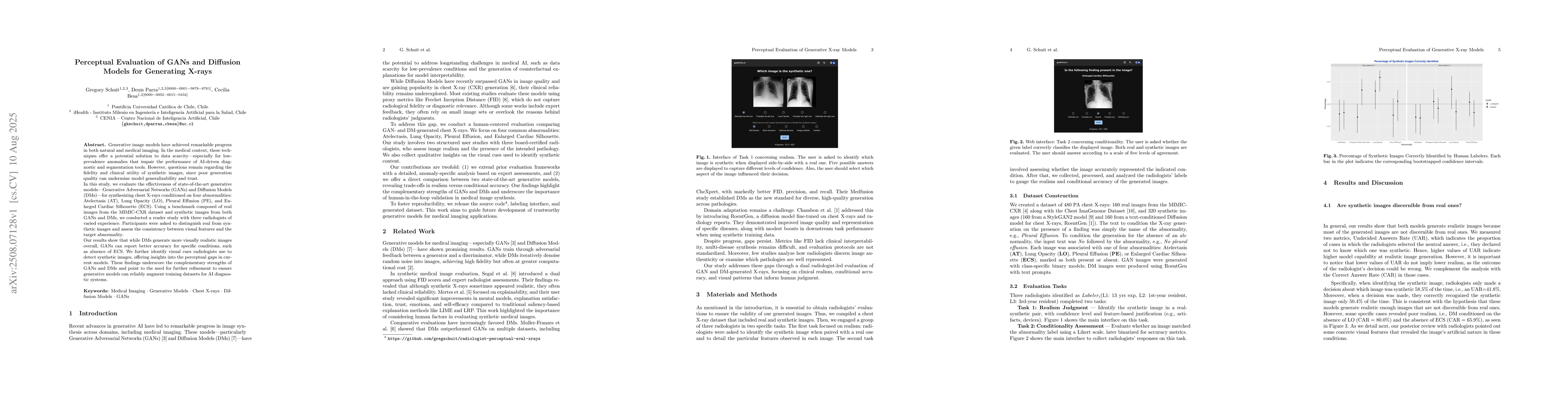 Thumbnail for Perceptual Evaluation of GANs and Diffusion Models for Generating X-rays