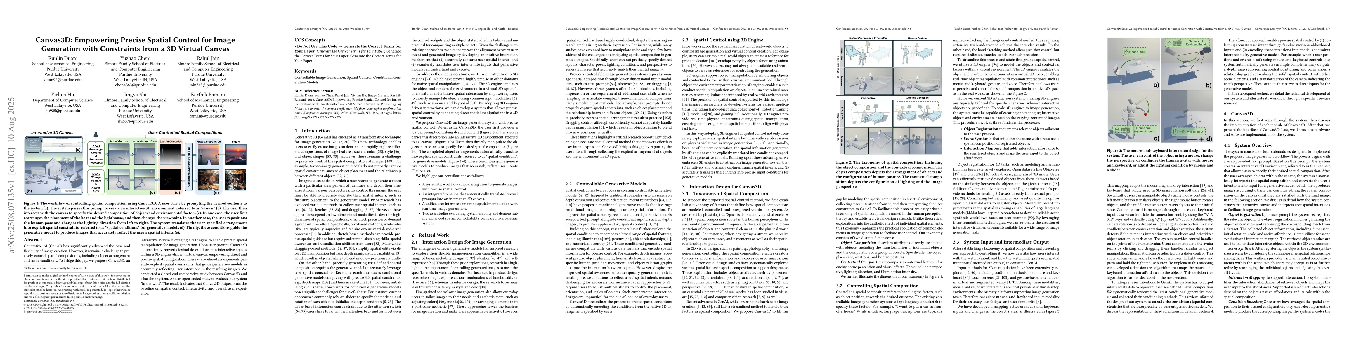 Thumbnail for Canvas3D: Empowering Precise Spatial Control for Image Generation with
  Constraints from a 3D Virtual Canvas