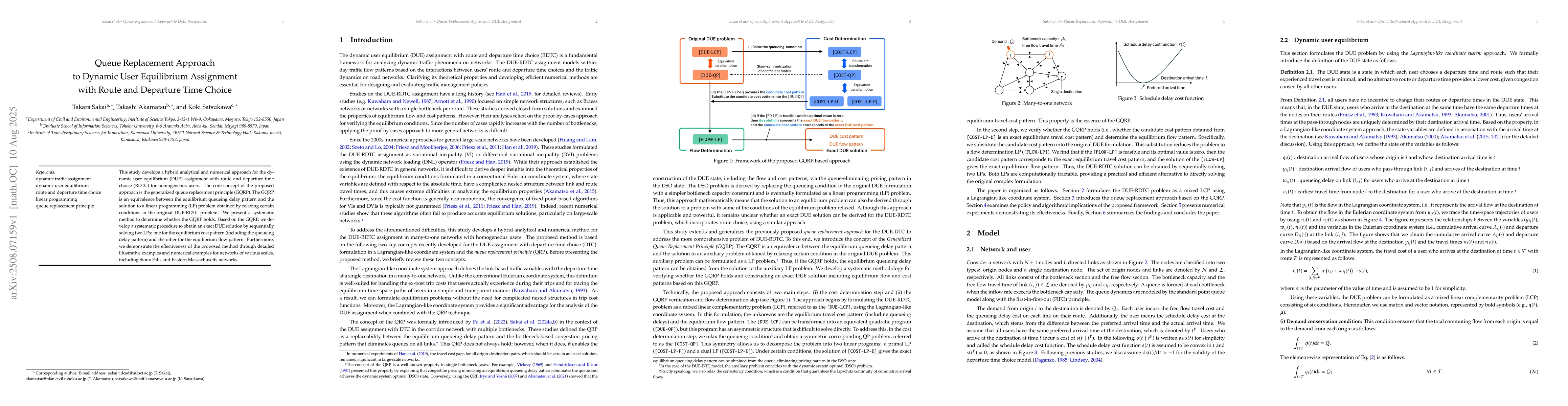 Thumbnail for Queue Replacement Approach to Dynamic User Equilibrium Assignment with
  Route and Departure Time Choice