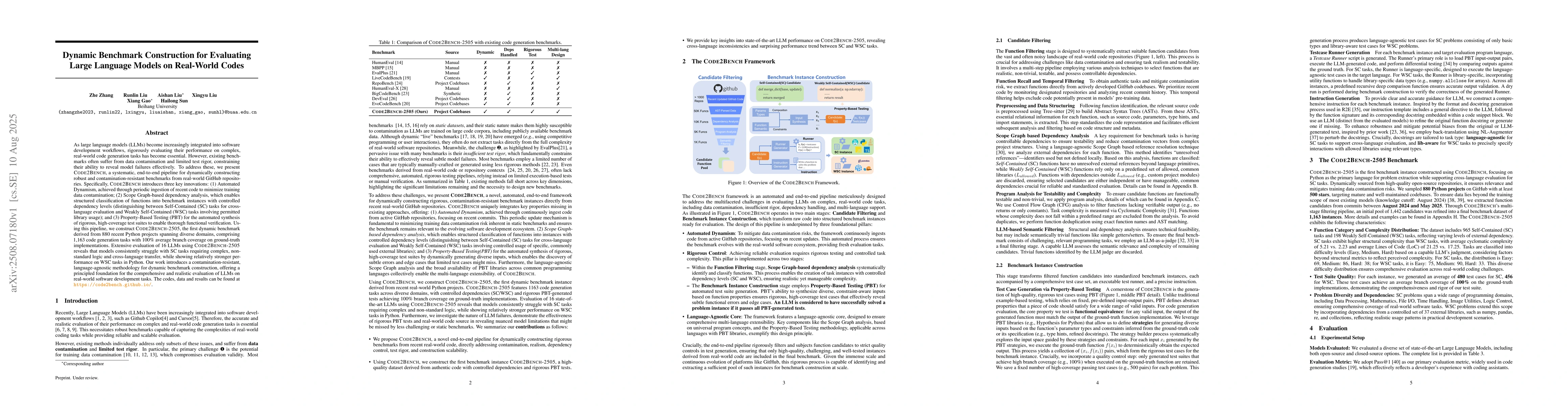 Thumbnail for Dynamic Benchmark Construction for Evaluating Large Language Models on
  Real-World Codes