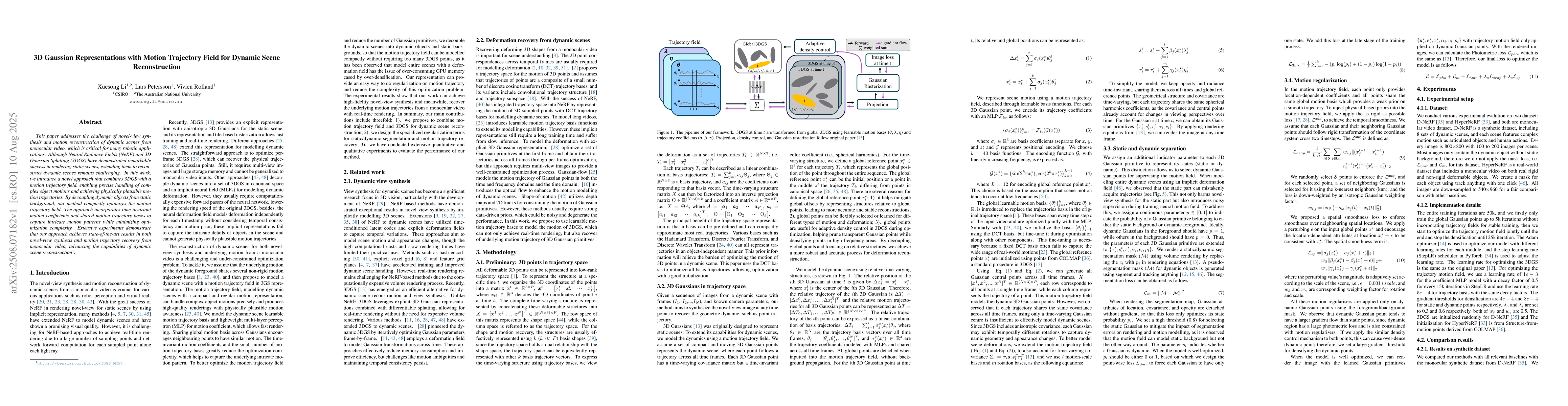 Thumbnail for 3D Gaussian Representations with Motion Trajectory Field for Dynamic
  Scene Reconstruction