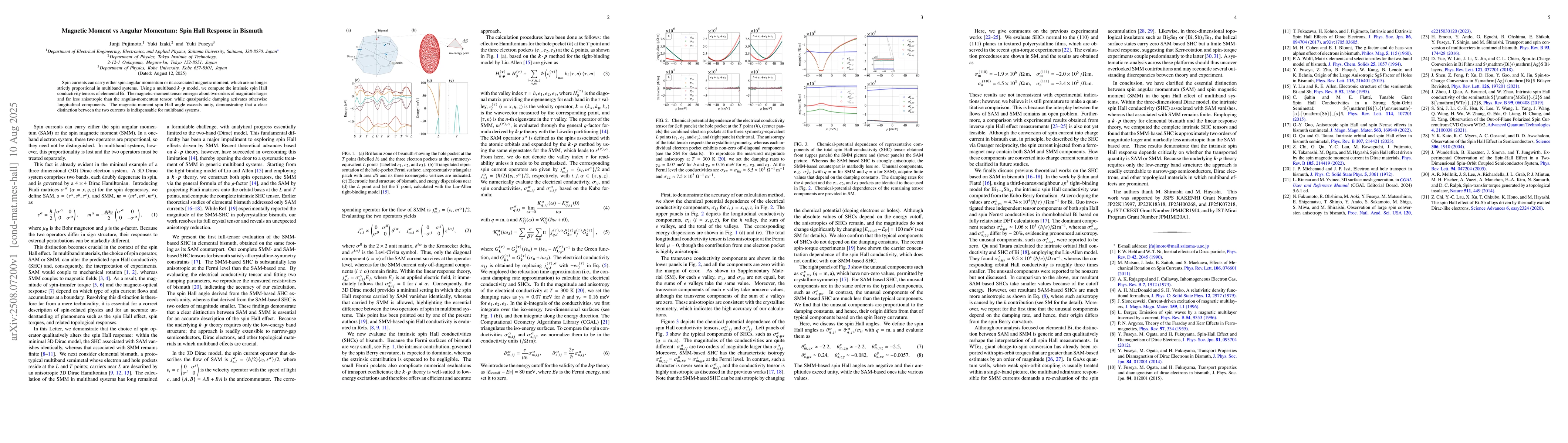 Thumbnail for Magnetic Moment vs Angular Momentum: Spin Hall Response in Bismuth