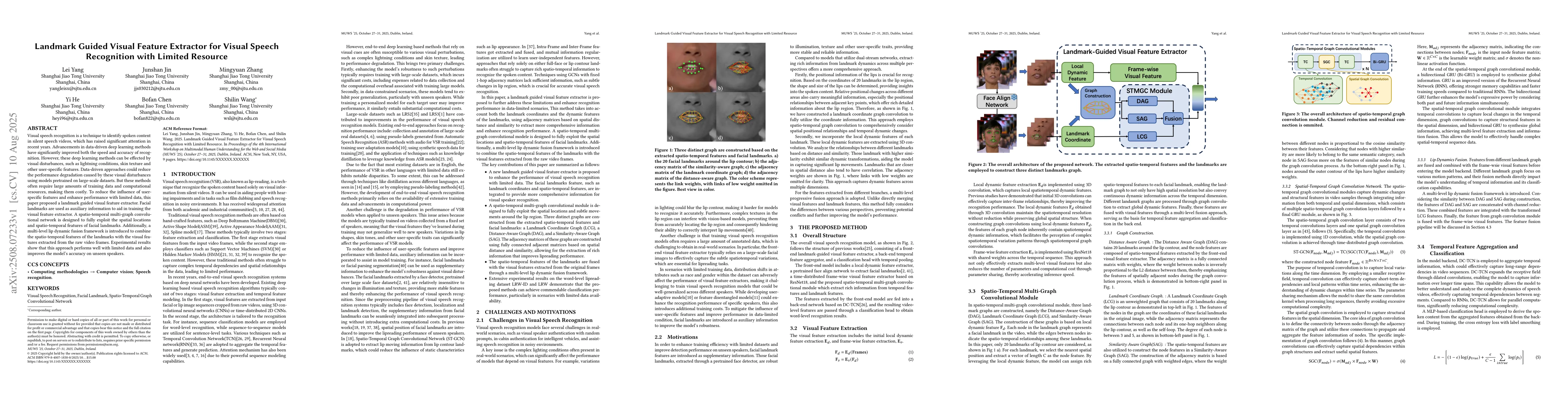 Thumbnail for Landmark Guided Visual Feature Extractor for Visual Speech Recognition
  with Limited Resource
