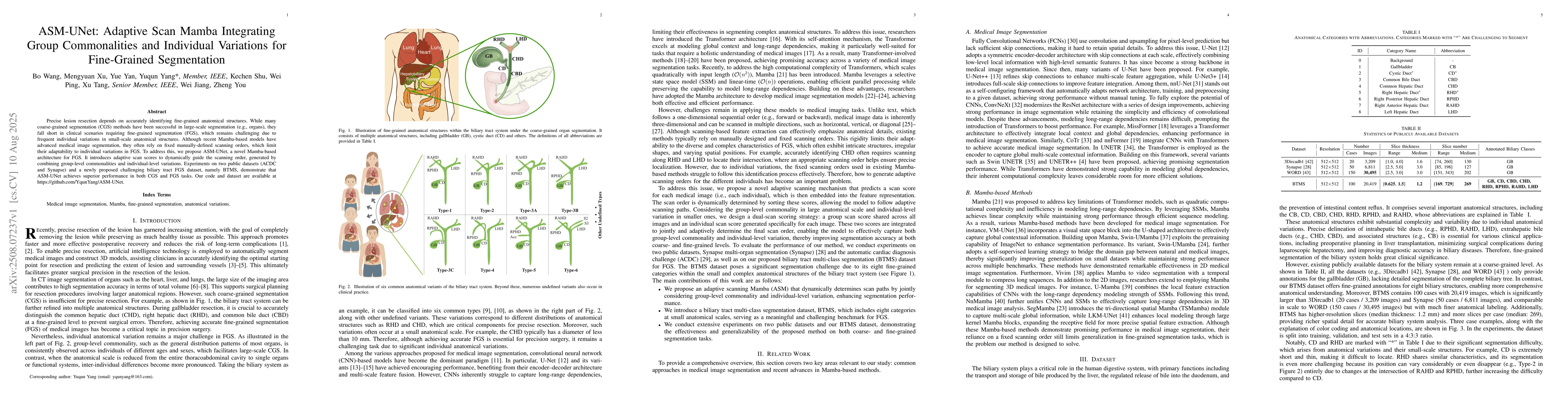 Thumbnail for ASM-UNet: Adaptive Scan Mamba Integrating Group Commonalities and
  Individual Variations for Fine-Grained Segmentation