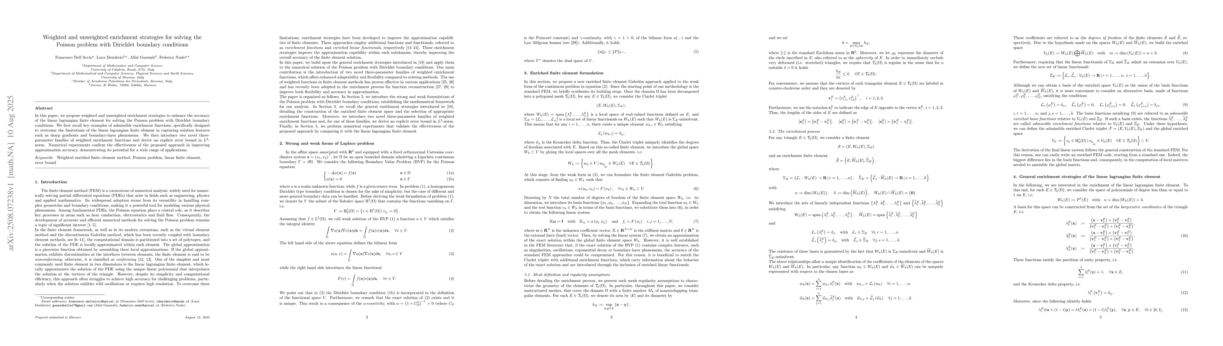 Thumbnail for Weighted and unweighted enrichment strategies for solving the Poisson
  problem with Dirichlet boundary conditions