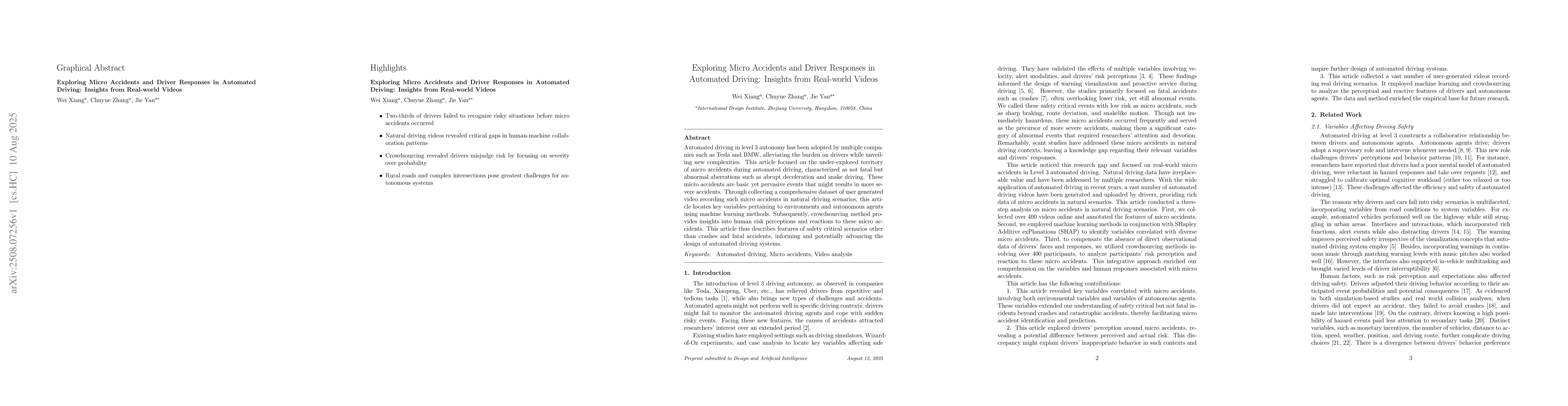 Thumbnail for Exploring Micro Accidents and Driver Responses in Automated Driving:
  Insights from Real-world Videos