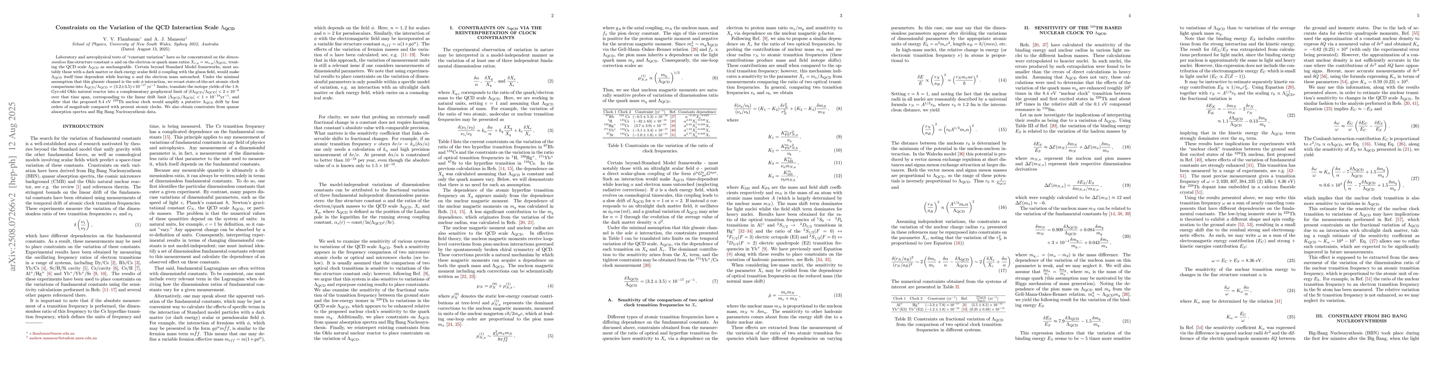Thumbnail for Constraints on the Variation of the QCD Interaction Scale
  $Λ_{\text{QCD}}$