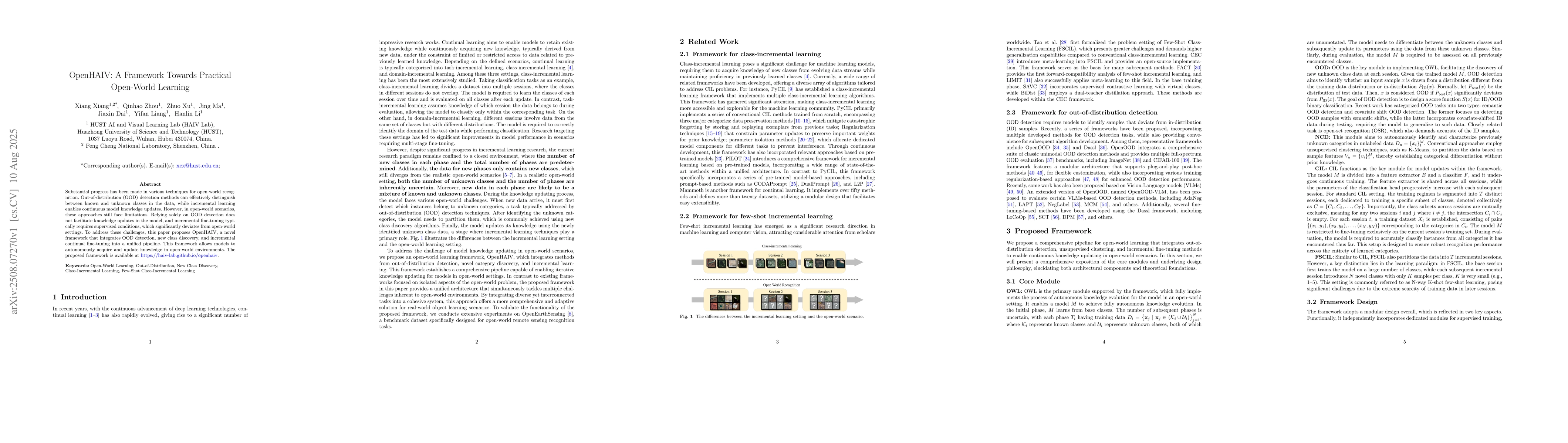 Thumbnail for OpenHAIV: A Framework Towards Practical Open-World Learning