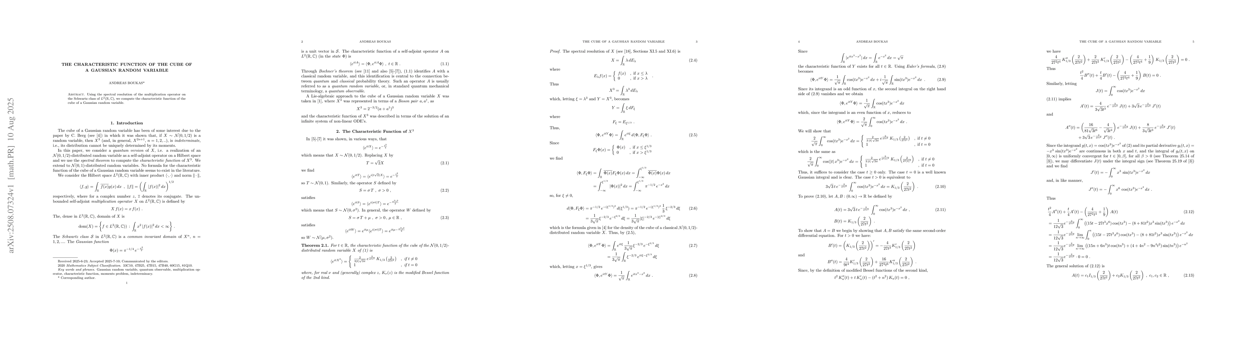 Thumbnail for The Characteristic Function of the Cube of a Gaussian Random Variable